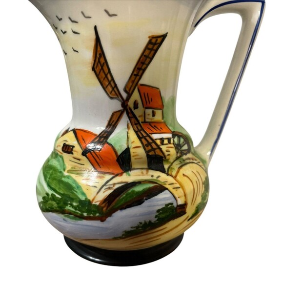 Vintage Gibson & Sons Water Windmill Pitcher Vase Made in England 6" Tall Cerami - Picture 3 of 11